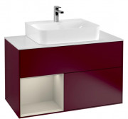 Тумба под раковину Villeroy & Boch Finion 100х50,1 см с подсветкой МДФ пион матовый лак/песок матовый лак/стекло белое матовое G111HHHB