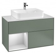 Тумба под раковину Villeroy & Boch Finion 100х50,1 см с подсветкой МДФ оливковый матовый лак/белый матовый лак/стекло белое матовое G111MTGM