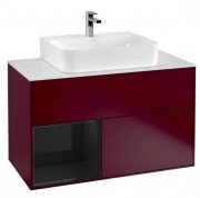 Тумба под раковину Villeroy & Boch Finion 100х50,1 см с подсветкой МДФ пион матовый лак/глянцевый черный лак/стекло белое матовое G111PHHB