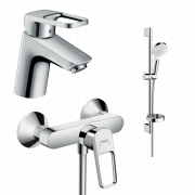 Комплект змішувачів для ванної Hansgrohe Logis Loop 3 в 1 з душовим набором хром 1052019