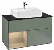 Тумба под раковину Villeroy & Boch Finion 100х50,1 см с подсветкой МДФ оливковый матовый лак/шпон дуба/стекло черное матовое G112PCGM