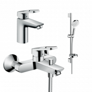 Комплект смесителей для ванной Hansgrohe Logis Loop 3 в 1 с душевым набором хром 1062019