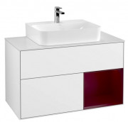 Тумба под раковину Villeroy & Boch Finion 100х50,1 см с подсветкой МДФ глянцевый белый лак/пион матовый лак/стекло белое матовое F121HBGF