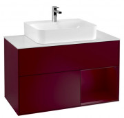 Тумба под раковину Villeroy & Boch Finion 100х50,1 см с подсветкой МДФ пион матовый лак/стекло белое матовое F121HBHB