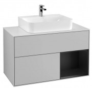 Тумба под раковину Villeroy & Boch Finion 100х50,1 см с подсветкой МДФ светло-серый матовый лак/черный матовый лак/стекло белое матовое F121PDGJ