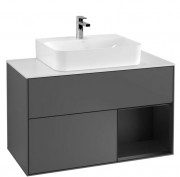 Тумба под раковину Villeroy & Boch Finion 100х50,1 см с подсветкой МДФ антрацит матовый лак/черный матовый лак/стекло белое матовое F121PDGK