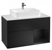 Тумба под раковину Villeroy & Boch Finion 100х50,1 см с подсветкой МДФ черный матовый лак/стекло белое матовое F121PDPD