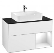 Тумба под раковину Villeroy & Boch Finion 100х50,1 см с подсветкой МДФ глянцевый белый лак/стекло черное матовое F122GFGF