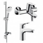 Комплект смесителей для ванной Hansgrohe Focus 3 в 1 с душевым набором хром 1092019