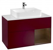 Тумба под раковину Villeroy & Boch Finion 100х50,1 см с подсветкой МДФ пион матовый лак/шпон грецкого ореха/стекло белое матовое F121GNHB