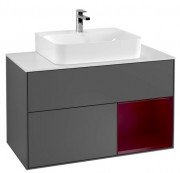 Тумба под раковину Villeroy & Boch Finion 100х50,1 см с подсветкой МДФ антрацит матовый лак/пион матовый лак/стекло белое матовое F121HBGK