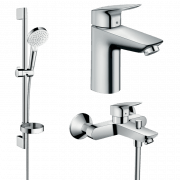 Комплект смесителей для ванной Hansgrohe Logis 3 в 1 с душевым набором хром 1082019