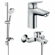 Комплект змішувачів для ванної Hansgrohe Logis 3 в 1 з душовим набором хром 1082019