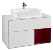 Тумба под раковину Villeroy & Boch Finion 100х50,1 см с подсветкой МДФ белый матовый лак/пион матовый лак/стекло белое матовое F121HBMT