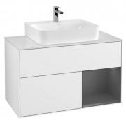 Тумба під раковину Villeroy & Boch Finion 100х50,1 см із підсвічуванням МДФ глянсовий білий лак/антрацит матовий лак/скло біле матове F121GKGF