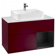 Тумба под раковину Villeroy & Boch Finion 100х50,1 см с подсветкой МДФ пион матовый лак/черный матовый лак/стекло белое матовое F121PDHB