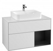 Тумба під раковину Villeroy & Boch Finion 100х50,1 см із підсвічуванням МДФ білий матовий лак/чорний матовий лак/скло біле матове F121PDMT