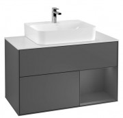 Тумба под раковину Villeroy & Boch Finion 100х50,1 см с подсветкой МДФ антрацит матовый лак/стекло белое матовое F121GKGK