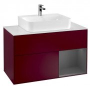 Тумба под раковину Villeroy & Boch Finion 100х50,1 см с подсветкой МДФ пион матовый лак/антрацит матовый лак/стекло белое матовое F121GKHB