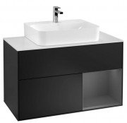 Тумба под раковину Villeroy & Boch Finion 100х50,1 см с подсветкой МДФ черный матовый лак/антрацит матовый лак/стекло белое матовое F121GKPD