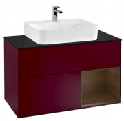 Тумба под раковину Villeroy & Boch Finion 100х50,1 см с подсветкой МДФ пион матовый лак/шпон грецкого ореха/стекло черное матовое F122GNHB