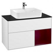 Тумба под раковину Villeroy & Boch Finion 100х50,1 см с подсветкой МДФ глянцевый белый лак/пион матовый лак/стекло черное матовое F122HBGF