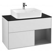Тумба під раковину Villeroy & Boch Finion 100х50,1 см із підсвічуванням МДФ білий матовий лак/антрацит матовий лак/скло чорне матове F122GKMT