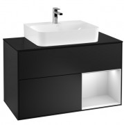 Тумба под раковину Villeroy & Boch Finion 100х50,1 см с подсветкой МДФ черный матовый лак/белый матовый лак/стекло черное матовое F122MTPD