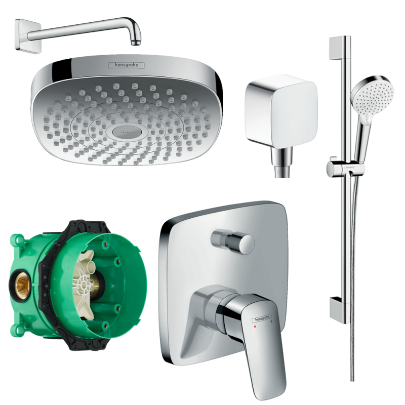 Душова система прихованого монтажу Hansgrohe Logis з верхнім душем Croma Select E 180 хром 20200003