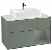 Тумба под раковину Villeroy & Boch Finion 100х50,1 см с подсветкой МДФ оливковый матовый лак/стекло белое матовое F121GMGM