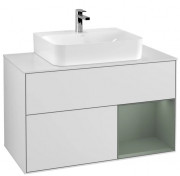 Тумба под раковину Villeroy & Boch Finion 100х50,1 см с подсветкой МДФ белый матовый лак/оливковый матовый лак/стекло белое матовое F121GMMT