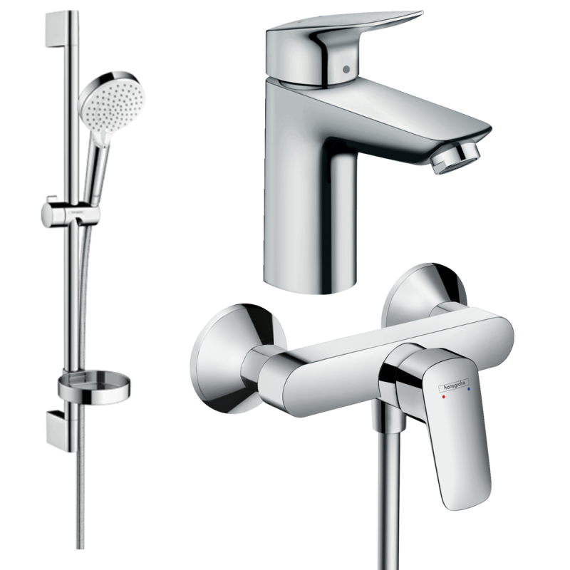 Комплект змішувачів для ванної Hansgrohe Logis 3 в 1 з душовим набором хром 20200007