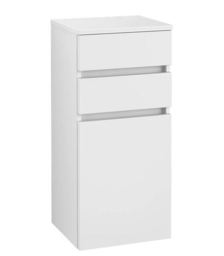 Шафка для ванної Villeroy & Boch Legato 40х87х35 см петлі ліворуч ДСП біла матова B72800MS