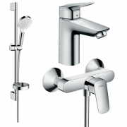 Комплект змішувачів для ванної Hansgrohe Logis 3 в 1 з душовим набором хром 20200007