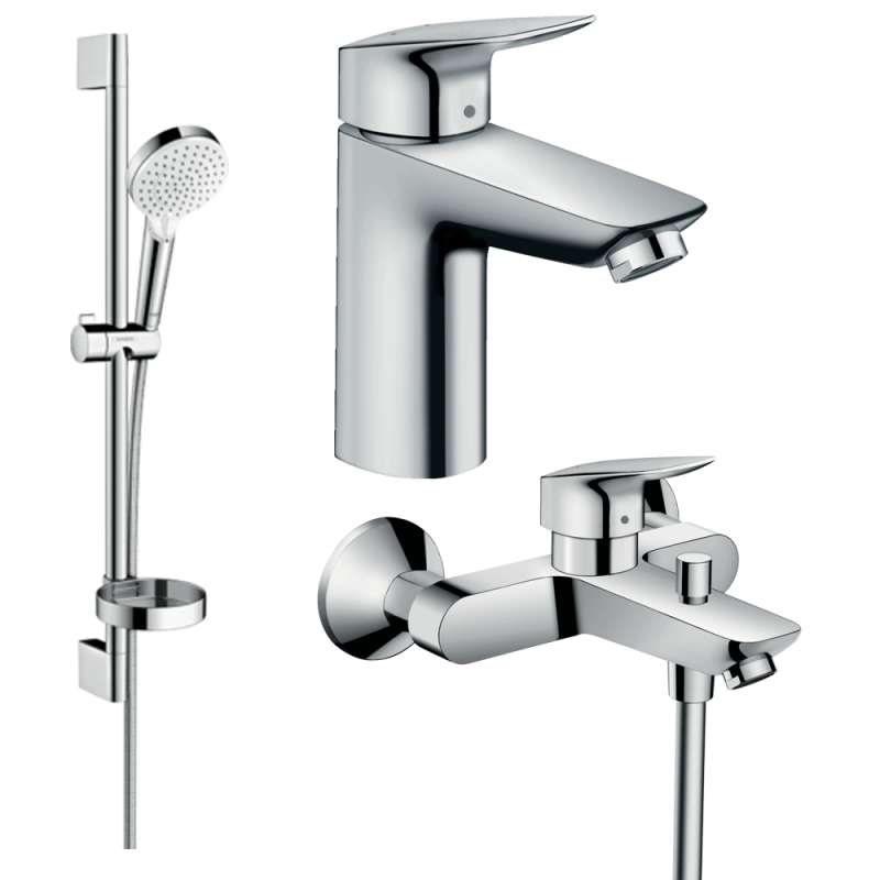 Комплект змішувачів для ванної Hansgrohe Logis 3 в 1 з душовим набором хром 20200008