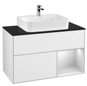 Тумба под раковину Villeroy & Boch Finion 100х50,1 см с подсветкой МДФ глянцевый белый лак/белый матовый лак/стекло черное матовое F122MTGF