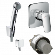 Гигиенический душ со смесителем скрытого монтажа Hansgrohe Logis хром 20200010