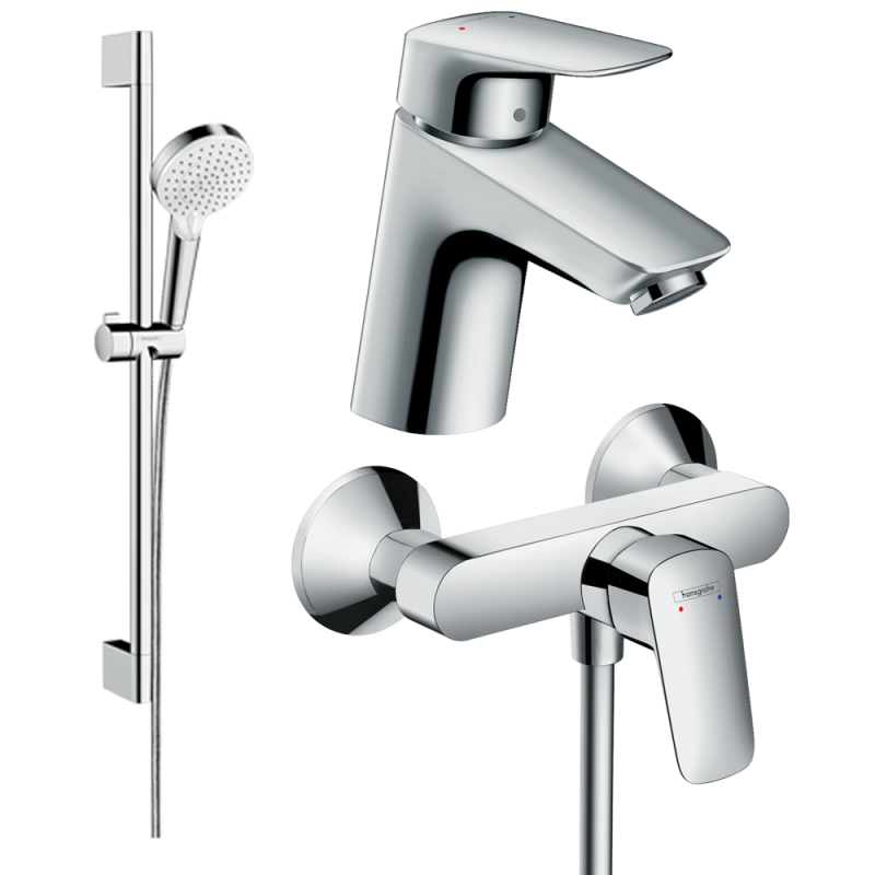 Комплект смесителей для ванной Hansgrohe Logis 3 в 1 с душевым набором хром 20200006