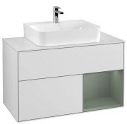Тумба под раковину Villeroy & Boch Finion 100х50,1 см с подсветкой МДФ белый матовый лак/оливковый матовый лак/стекло белое матовое F121GMMT