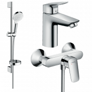 Комплект змішувачів для ванної Hansgrohe Logis 3 в 1 з душовим набором хром 20200007