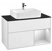 Тумба под раковину Villeroy & Boch Finion 100х50,1 см с подсветкой МДФ глянцевый белый лак/белый матовый лак/стекло черное матовое F122MTGF