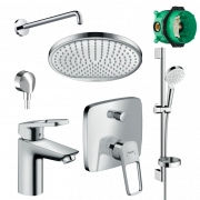 Душова система прихованого монтажу Hansgrohe Logis Loop із змішувачем для раковини хром 1122019