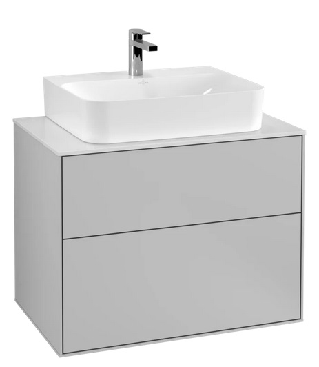 Тумба под раковину Villeroy & Boch Finion 80х50,1 см с подсветкой МДФ светло-серый матовый лак/стекло белое матовое G09100GJ