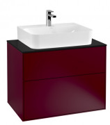 Тумба под раковину Villeroy & Boch Finion 80х50,1 см с подсветкой МДФ пион матовый лак/стекло черное матовое G09200HB