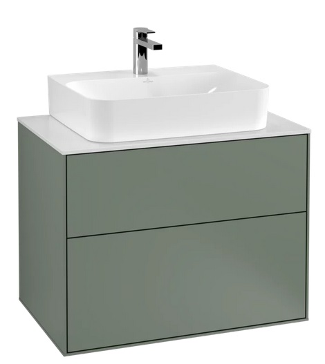 Тумба под раковину Villeroy & Boch Finion 80х50,1 см с подсветкой МДФ оливковый матовый лак/стекло белое матовое G09100GM