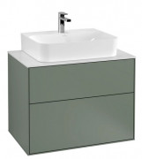 Тумба под раковину Villeroy & Boch Finion 80х50,1 см с подсветкой МДФ оливковый матовый лак/стекло белое матовое G09100GM