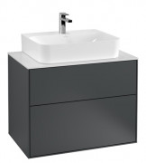 Тумба под раковину Villeroy & Boch Finion 80х50,1 см с подсветкой МДФ темно-синий матовый лак/стекло белое матовое G09100HG