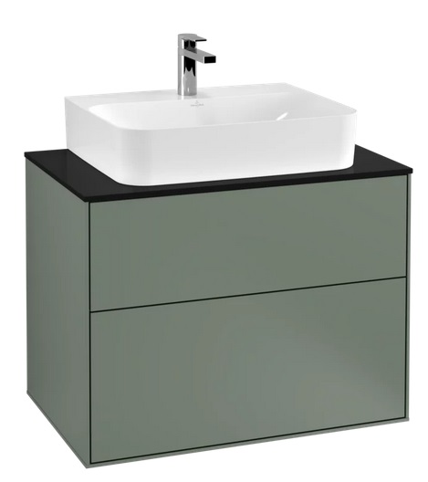 Тумба под раковину Villeroy & Boch Finion 80х50,1 см с подсветкой МДФ оливковый матовый лак/стекло черное матовое G09200GM