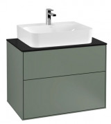 Тумба под раковину Villeroy & Boch Finion 80х50,1 см с подсветкой МДФ оливковый матовый лак/стекло черное матовое G09200GM