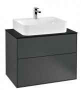 Тумба под раковину Villeroy & Boch Finion 80х50,1 см с подсветкой МДФ темно-синий матовый лак/стекло черное матовое G09200HG